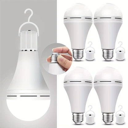 Emergency Light Bulb for Power Outages 2000mAh Rechargeable LED 6000K with Backup Battery – Auto-On Failure Detection, Hangable Emergency Lighting for Home Camping Power Failure, 4 8 12 Pack