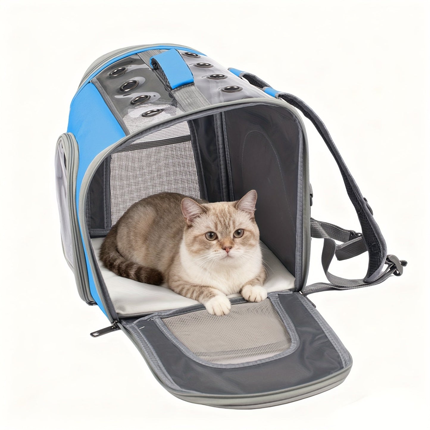 Pet Backpack for Cats and Dogs - Foldable Breathable Mesh Window Carrier Bag with Front Opening, Lightweight Travel Backpack for Hiking Walking Outdoor Adventures, Available in Pink Gray Blue Purple