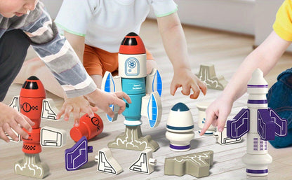 Magnetic Robot Building Toy for Kids Ages 3-5 – 33-Piece STEM Stacking Playset with Storage Box, Rocket Robot & Monster Styles, Magnet Construction Kit, Birthday Christmas Gift for Boys & Girls