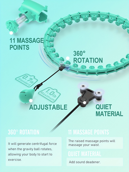 Weighted Hula Hoop Exercise Ring 69" – Smart Pilates Circle with 30 Detachable Knots, Plus Size Adjustable Fitness Hoop for Adults, Beginners & Core Workout