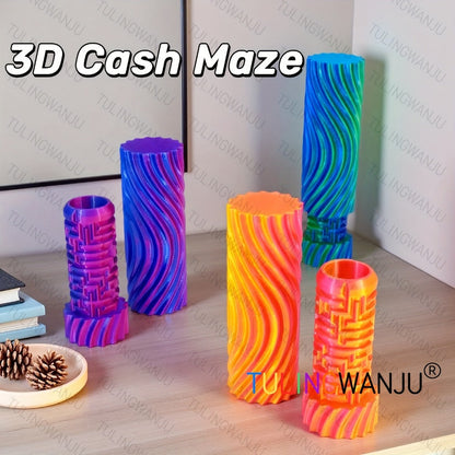 3D Cash Maze Gift Box Set of 6 – Puzzle Money Gift Box, 3D Printed Festive Present Container for Cash & Gift Cards, Fun Christmas Halloween Easter Birthday Gift Idea