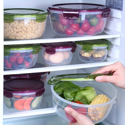 Refrigerator Storage Containers Large Capacity 3/4pcs Airtight - Keeps Fruit Vegetable Meat Egg Dumpling Fresh, Stackable Space-Saving Plastic Food Storage Boxes for Kitchen Fridge, Purple Green Blue Beige