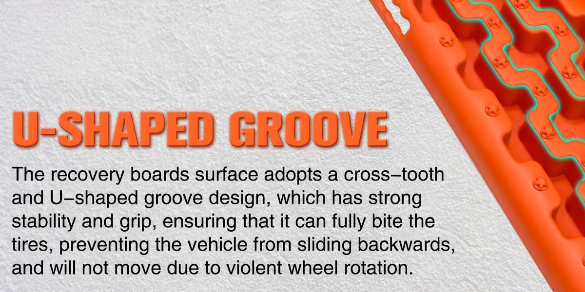 Off-Road Traction Boards, Recovery Boards for 4WD Mud, Sand, Snow, Rock Tracks.4X4 Pair Recovery Tracks Tire Traction Mats with 2 Straps for RV Truck Jeep SUV- Tire Traction Pads for RV Truck 4X4 Jeep SUV Emergency Tire Traction, Orange, Red