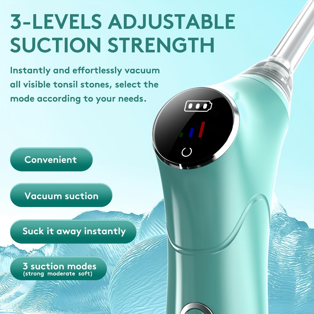 Tonsil Stone Remover Electric Vacuum Kit – Built-In LED Light, 3 Suction Modes & 5X Magnifying Mirror, Oral Irrigator for Safe Effective Tonsil Stone Removal at Home