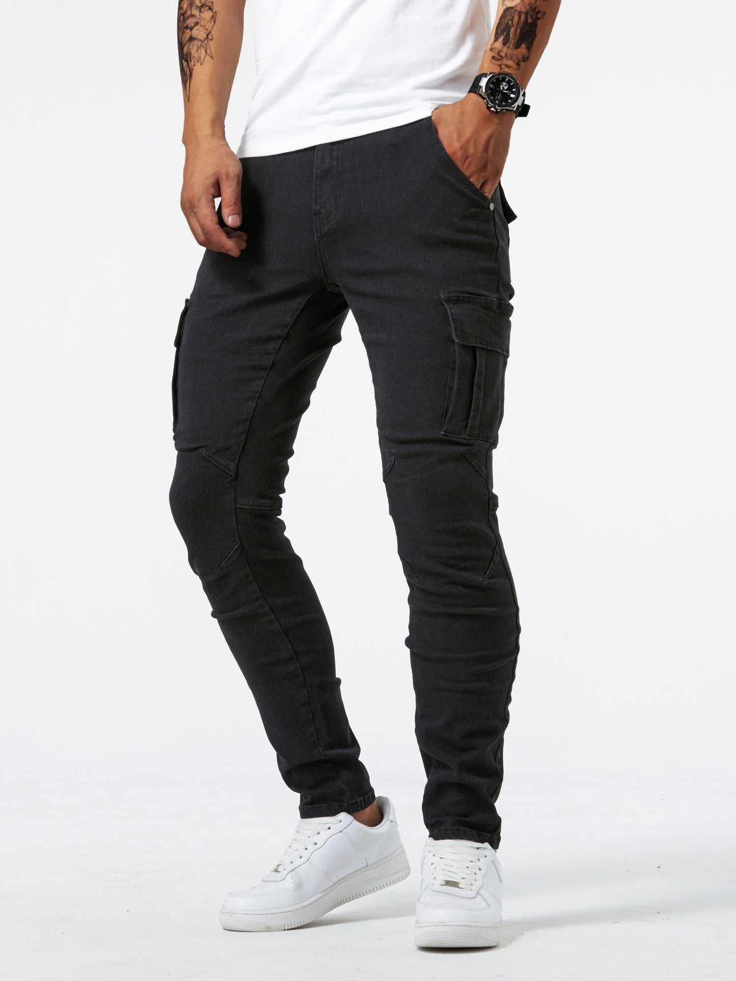 Men's Slim Fit Jeans - Black Denim Clean Finish Travel