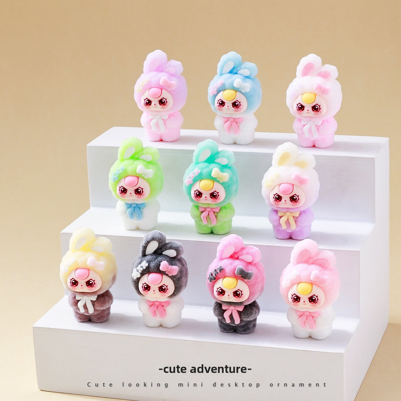 10 cute flocked vertical cute plush dolls, desktop and car decorations, random color delivery