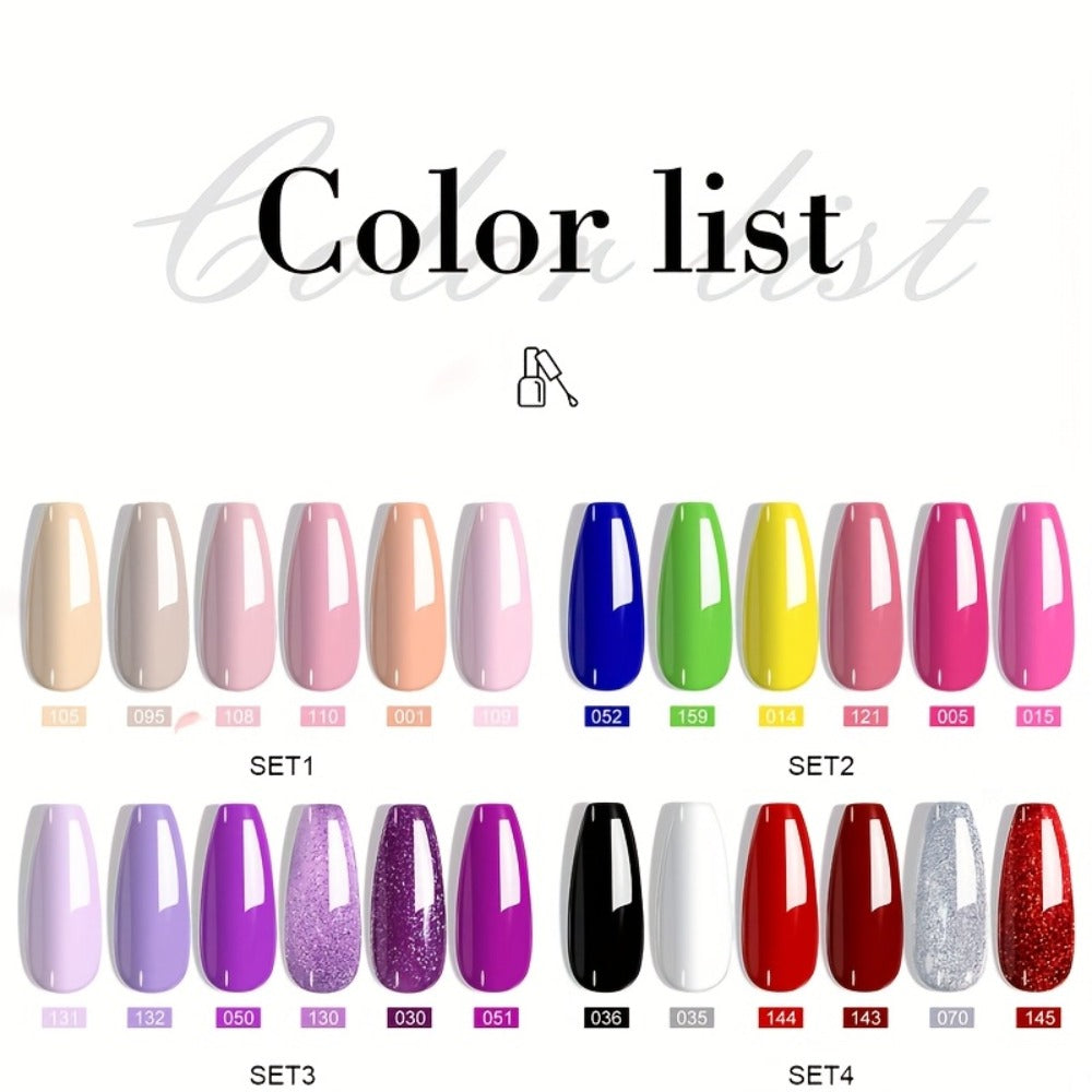 Soak-Off Gel Nail Polish Set 6pcs Hypoallergenic - Fall & Winter Glitter and Solid Colors UV LED Long-Lasting Toxin-Free DIY Nail Art Kit for Women, Home Manicure, Christmas Gift for Nail Lovers