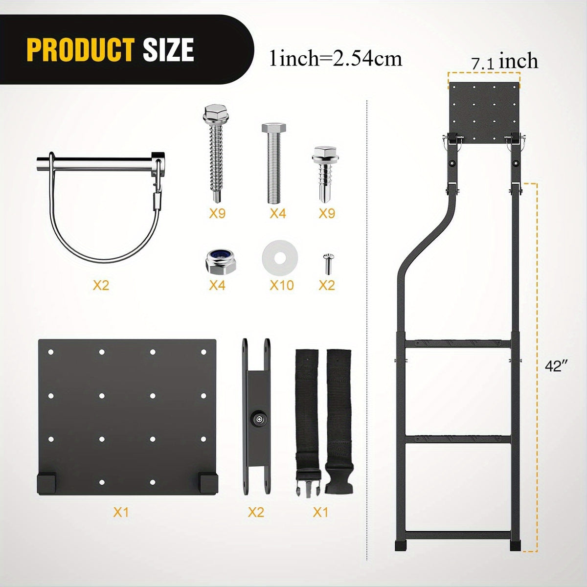 WAYWE Foldable Truck Tailgate Ladder for Pickup with Aluminum Step Grip Plates, Replaceable Rubber Ladder Feet & Stainless Steel Self Drilling Hex Screws for Easy Installation Folding Heavy Duty Tire Step Fit Tire From 10inch to 15inch