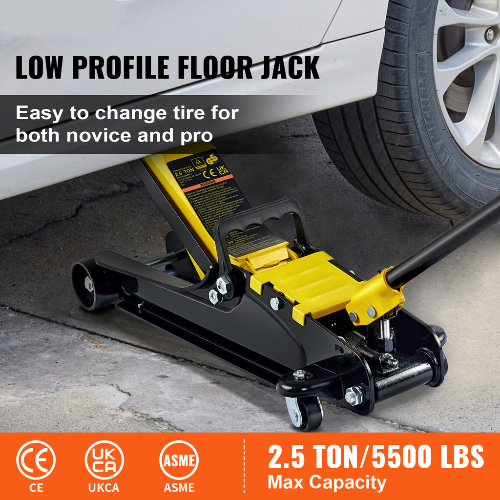 Happybuy Ground Lift, 2.5 Ton Compact Alloy Steel Sport Elevator, Single Cylinder Elevating Pump, Elevation Range 3.35"-14.96"