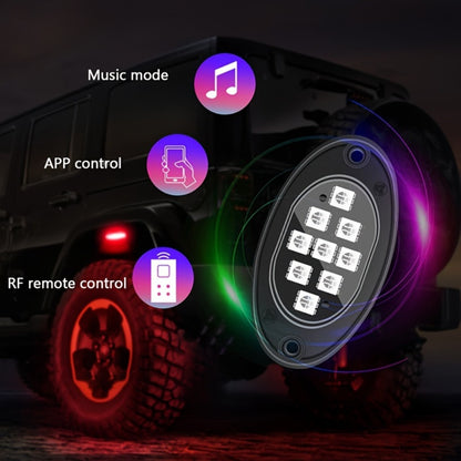 RGB Rock Lights Kit for Trucks & Cars, Sound-Activated LED Underbody Lights with APP & Remote Dual Control, 9 Large Beads Multicolor Chassis Neon Footwell Lighting for Pickup Off-Road