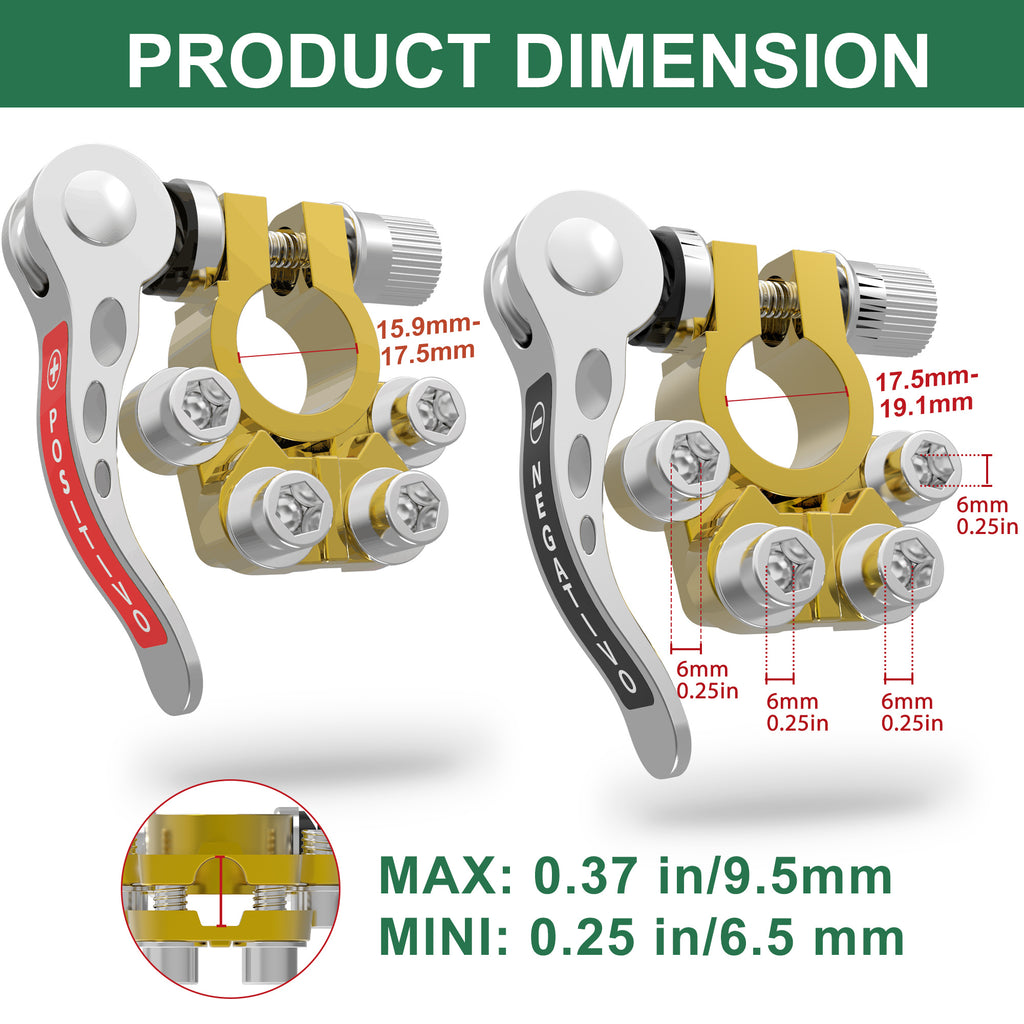 Car Battery Terminal Connectors, 1 Set 4 Way Quick Release Disconnect Car Battery Terminal, Compatible With Cars, Vans, Trucks and More