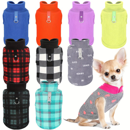 Small Dog Sweaters 10-Pack Fleece Plaid Pullover with Leash Ring – Soft Warm Winter Puppy Shirts for Small Breeds, Stylish Pet Clothes Bulk Set for Chihuahua, Poodle & Teacup Dogs
