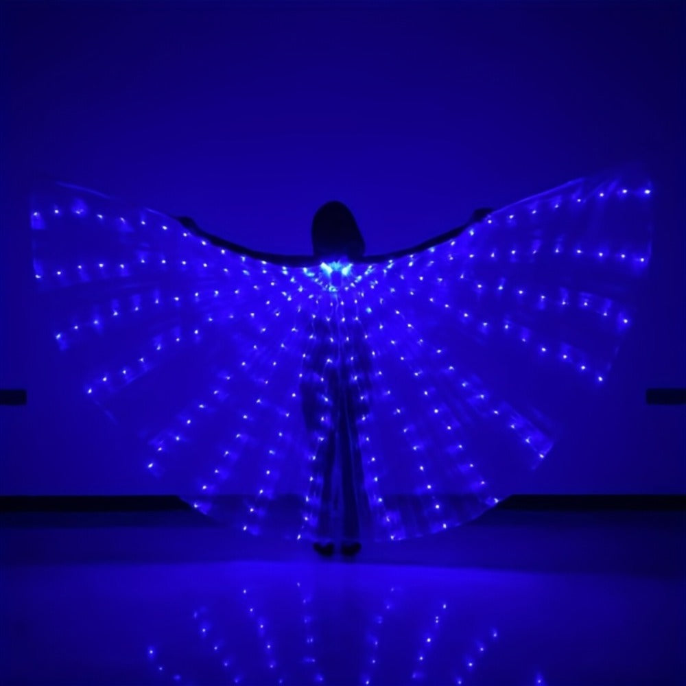 LED Feather Dance Costume Glowing Luminous – Light Up Belly Dance Performance Dress for Women Halloween Christmas Mardi Gras Rave Stage Show White Purple Warm White