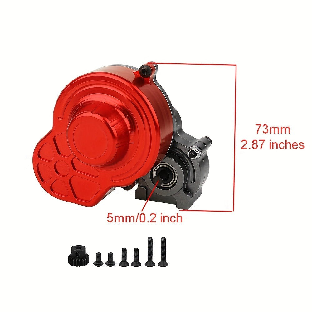 Metal Gearbox with Motor Gears for 1/10 RC Crawler Truck – LCG Transmission Upgrade for Axial SCX10 WRAITH 313mm Wheelbase, Red Titanium Alloy Precision Machined Parts