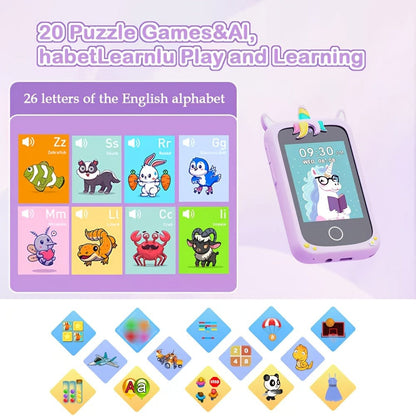 Kids Educational Smartphone Toy with 1080P HD Camera, 20 Mini-Games, Music, Stories & Habit Training – Learning Toy for Boys Girls Ages 3-14, Birthday Christmas Gift