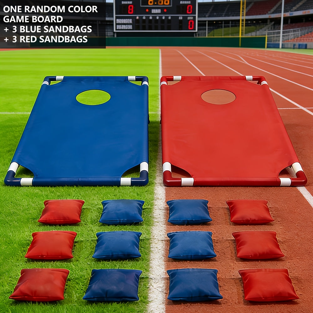 Portable Bean Bag Toss Game Set – 2 Foldable Boards & 12 Bean Bags, Outdoor Party Backyard Camping Game for Kids & Adults | Red & Blue | No Battery Required