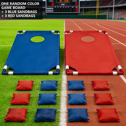 Portable Bean Bag Toss Game Set – 2 Foldable Boards & 12 Bean Bags, Outdoor Party Backyard Camping Game for Kids & Adults | Red & Blue | No Battery Required