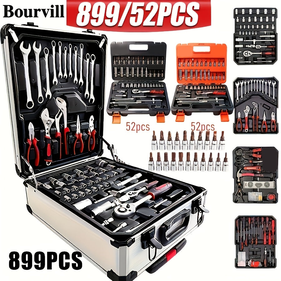 899/52pcs Professional Tool Set, Multi-functional Toolbox, Portable Design, for Home And Car Repair, A Tool Set for DIY Enthusiasts And Professionals, A Gift for Friends, Local Shipping