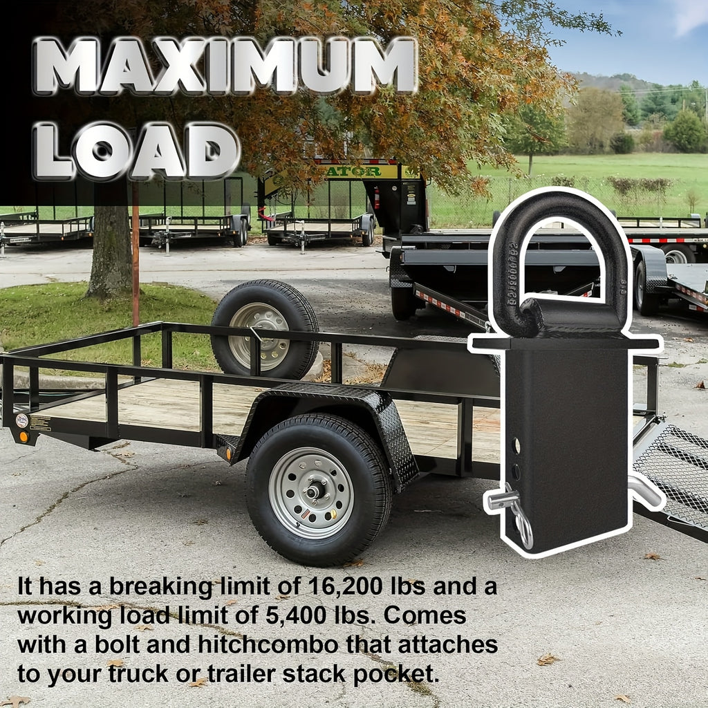 Upgraded 4pcs/2pcs Stake Pocket D Rings 18000 Lbs Heavy Duty Removable D-Ring Stake Pocket Tie Down for Utility Trailers And Flatbeds with Hitch Pin, Removable Tie Down Utility for Flatbed Cargo Trucks, White/ Black