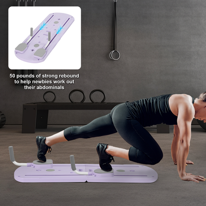Foldable Pilates Board 8-in-1 with Resistance Bands – Anti-Slip Yoga Push-Up Board for Core Strength, Balance, Fat Burning & Full Body Home Gym Training