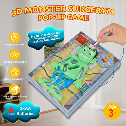 Operation Monster Board Game for Kids – Steady Hand Skill Game with Tweezers, 3D Monster Pieces, Fun Family Game Night for Ages 3+, 1-2 Players, Great Gift for Boys and Girls
