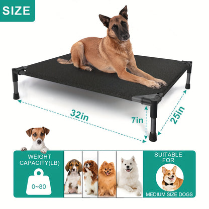 Elevated Dog Bed Cooling Cot - Breathable Mesh Dog Cot for Indoor and Outdoor Use, No-Tool Assembly Anti-Slip Feet Frame for Small Medium Large XL Dogs, Washable Raised Pet Bed for Summer Camping