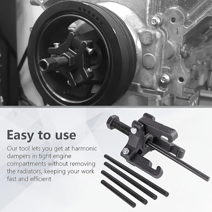 6pcs Harmonic Balancer Puller Tool Removable Damper Pulley Puller Kit for Ford GM for CHRYSLER for Cadillac for CHEVROLET Truck for MITSUBISHI Crankshaft Pulley 3 Jaw