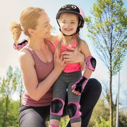 Kids Bike Helmet & Protective Gear Set 7-Piece for Ages 2-8 Boys Girls Adjustable Helmet Knee Elbow Wrist Pads for Cycling Skating Scooter Birthday Gift