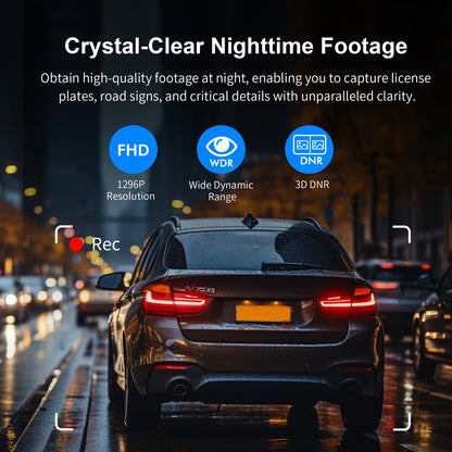 Mini Dash Cam 1296P FHD - KAWA MINI 3 WiFi Dash Camera, Voice Control, Color Night Vision, Super Capacitor, 24/7 Parking Monitor, WDR, H.265, Loop Recording, App Control