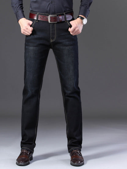 Men's Straight Leg Jeans - Black Denim Clean Finish Modern