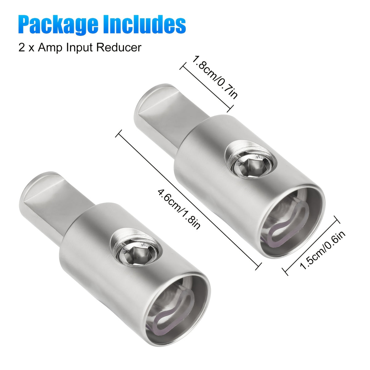 2pcs Car Audio Wire Terminal Blocks, High Power & Ground 1/0 to 1/0 Gauge Amplifier Input Reducers Plug, Allen Screw Clamping for Power & Ground Cables, Easy Install Car Audio Accessory