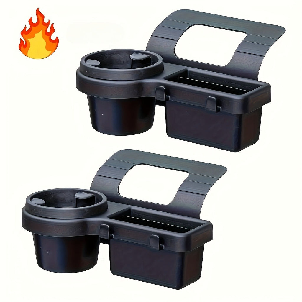 A Multifunctional Car Storage Box Featuring Cup Holders, a Beverage Rack, a Side Door Window Phone Slot, And a Hanging Storage Shelf - Made of Durable ABS Material, Easy to Install, And Designed to Save Space