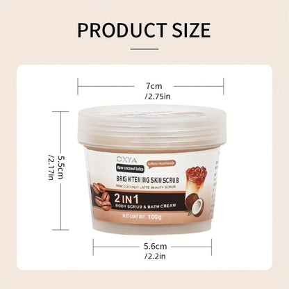 Exfoliating Body Scrub with Coconut Oil & Shea Butter — Raw Coconut Latte Sugar Scrub for Women, Deep Moisturizing Face & Body Exfoliator, Gentle Non-Irritating Formula, All Skin Types