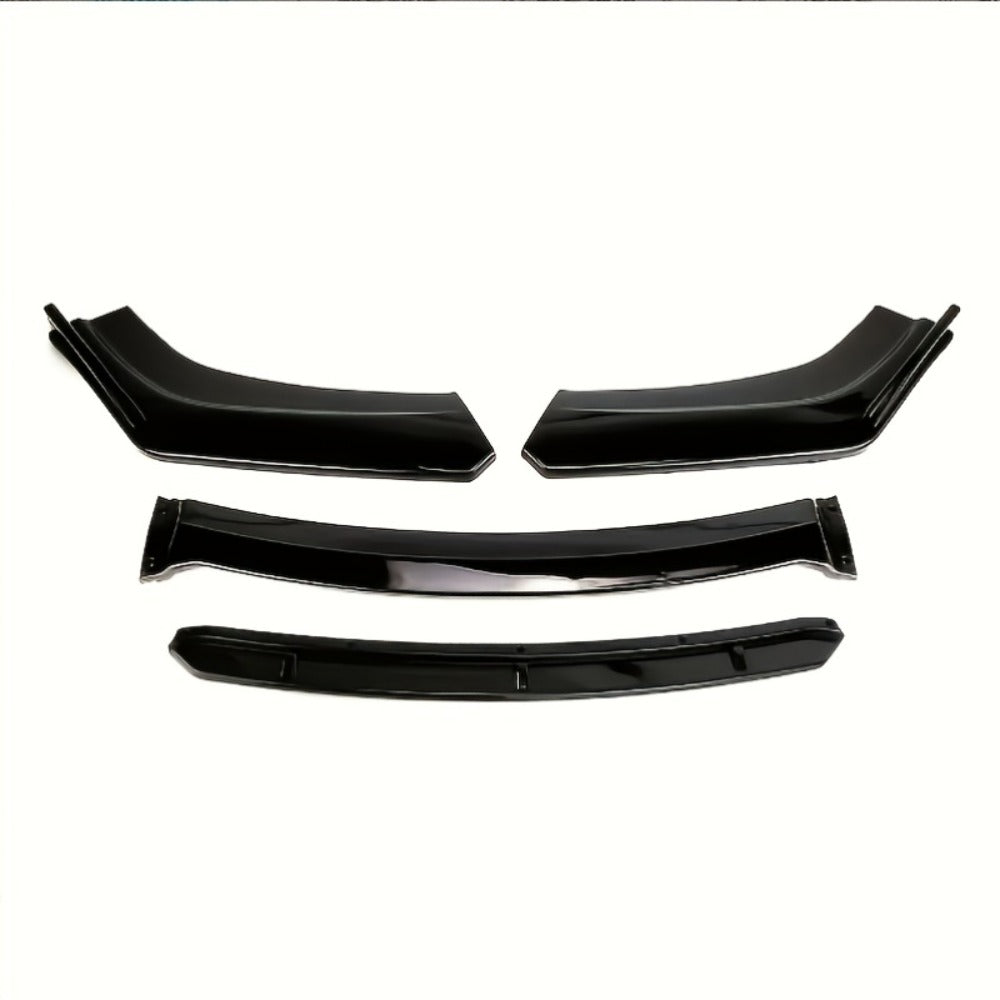 Car Front Lip Spoiler Kit 4pcs Universal ABS Front Bumper Splitter Spoiler Glossy Black Red Accent Aerodynamic Design Easy Clip-On Install Fits 95% Vehicles Durable Scratch Resistant