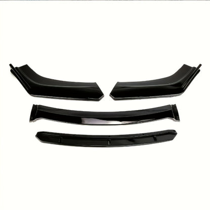 Car Front Lip Spoiler Kit 4pcs Universal ABS Front Bumper Splitter Spoiler Glossy Black Red Accent Aerodynamic Design Easy Clip-On Install Fits 95% Vehicles Durable Scratch Resistant