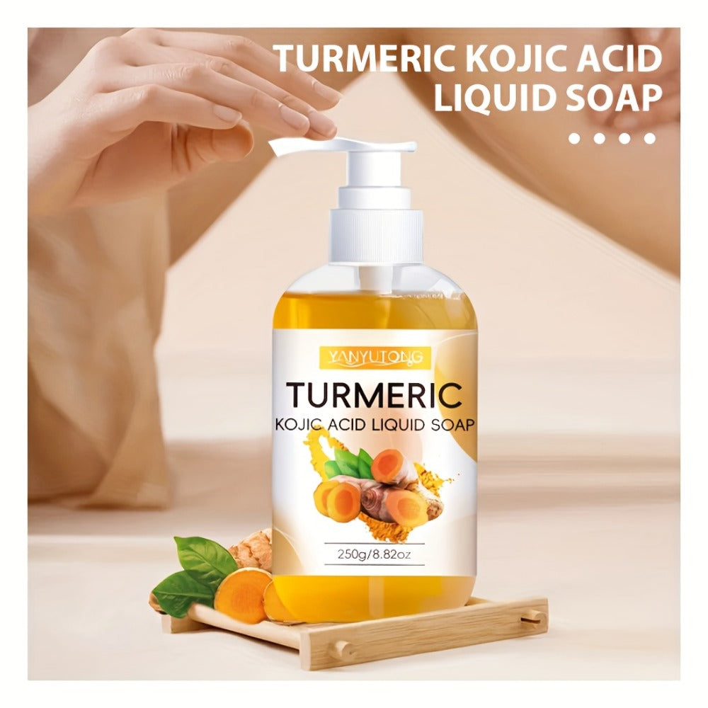 Turmeric Kojic Acid Body Wash 250g Deep Cleansing Skin Brightening - Rich Foam Liquid Soap for Dark Spots Hyperpigmentation Even Skin Tone Moisturizing Shower Gel All Skin Types 8.82 oz