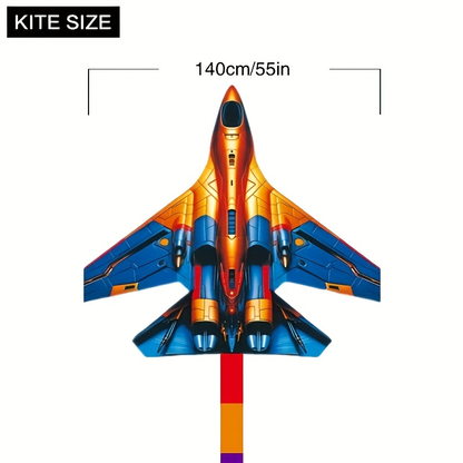 Large Fighter Plane Kite 200cm+ Polyester – Colorful Stunt Kite for Adults & Kids, Outdoor Flying Fun at Beach Park & Open Fields, Easy to Fly, Vibrant Mixed Color Design