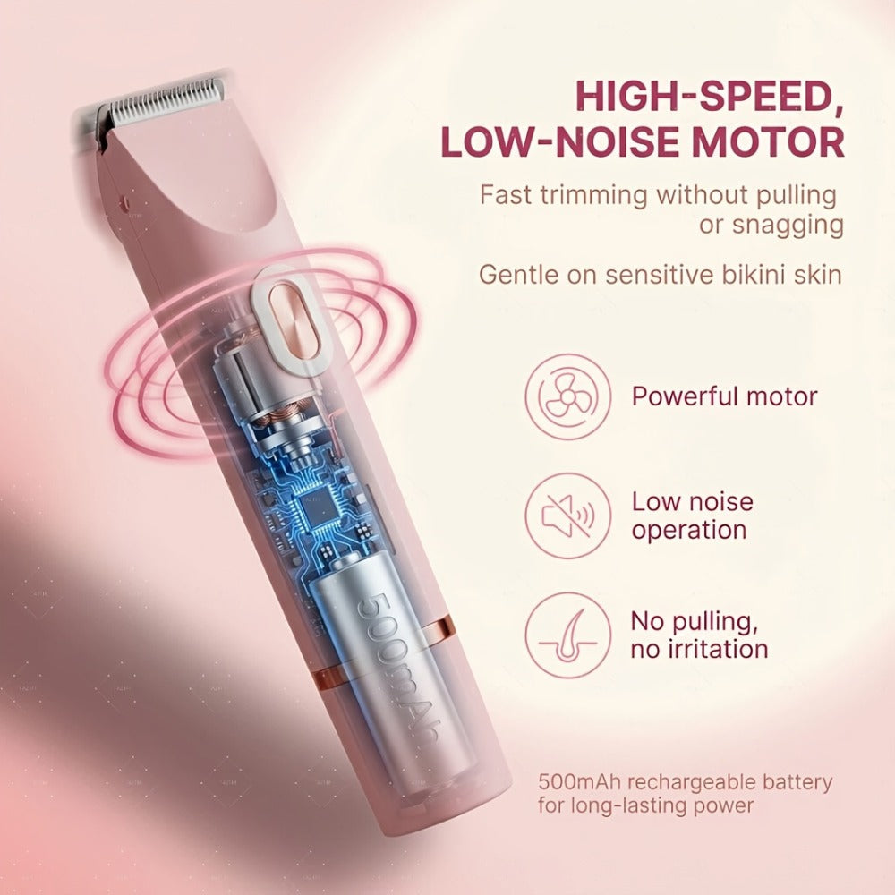 Electric Shaver & Bikini Trimmer for Women Dual Head USB Rechargeable – Multipurpose Face Body Hair Removal for Arms Legs Underarm, Portable Cordless Razor Pink Gift Set