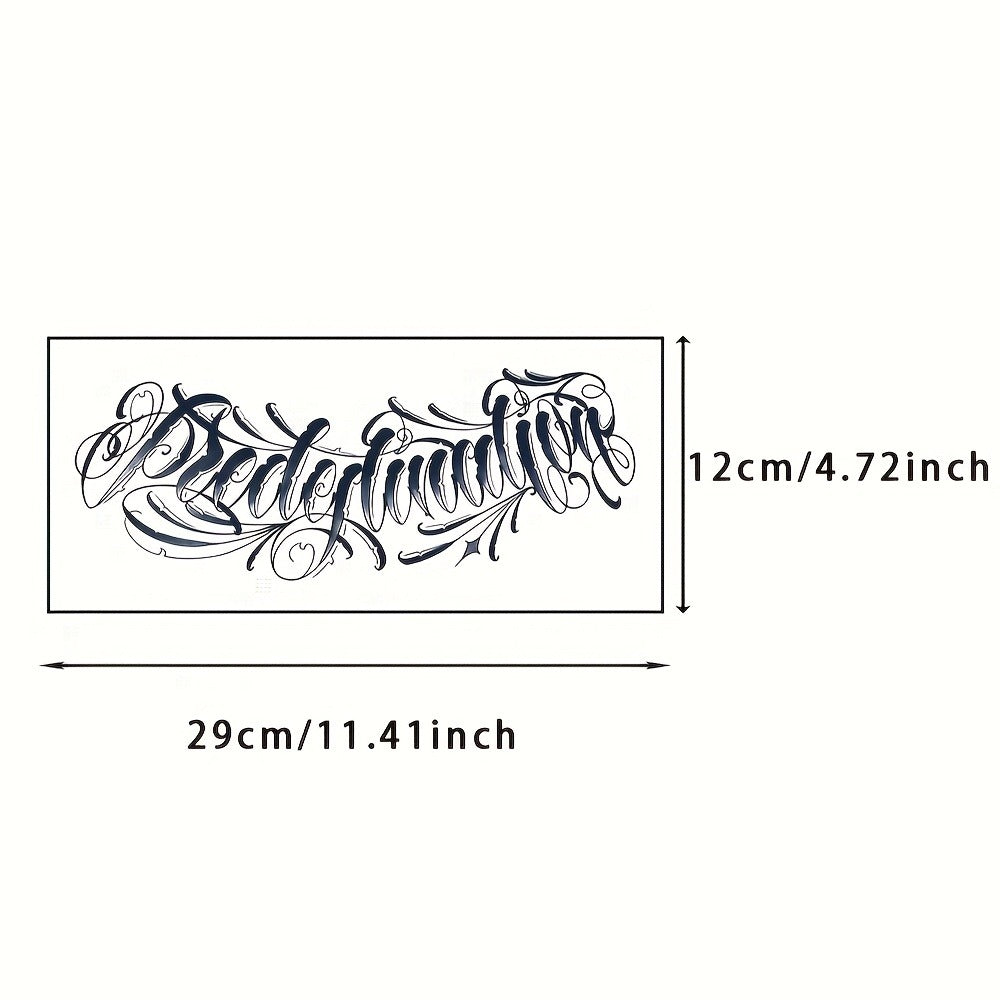 Herbal Semi Permanent Tattoo Stickers 4 Sheets English Letter Word Designs Lasts 7-15 Days Waterproof Sweat Resistant Realistic Fake Temporary Tattoos for Women Men Teens Body Art