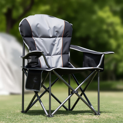Heavy Duty Folding Camping Chair 600 Lbs Capacity – Padded Seat, Insulated Cooler Bag, Organizer Pockets & 2 Cup Holders for Camping, Beach, Fishing & Outdoor Events