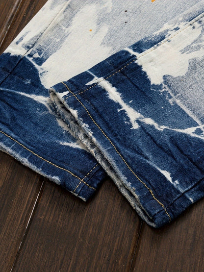 Men's Punk Slim-Fit Blue Jeans - Elastic Cuff Nightclub Style