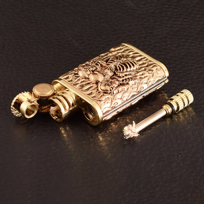 Kerosene Lighter 2-in-1 Permanent Match Flint Wheel Refillable – Golden Windproof Pocket Lighter with Built-In Match Strike, Unique Gift for Men, Father’s Day & Outdoor Use