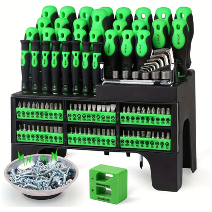 Magnetic Screwdriver Set 69 / 118-Piece with Plastic Organizer – Precision, Slotted, Phillips, Hex, Torx & Pozidriv Bits with Magnetizer Demagnetizer, DIY Tool Gift for Men