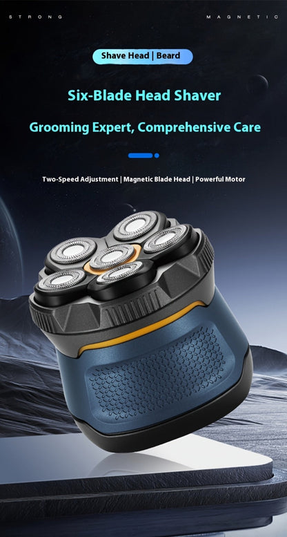 6D Floating Head Bald Head Shaver Self-Cut Electric Hair Clipper — 10W High Power 1400mAh USB-C Charging LED Display Two-Speed Travel Lock Men's Head Grooming Tool