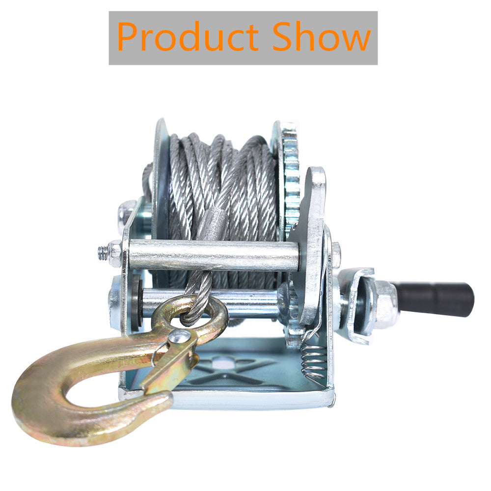 Hand Crank Winch 600-1600 Lbs Double Brake Safety Heavy Duty Steel Cable For Utility Boat Atv Trailers Farm Garage Pulling