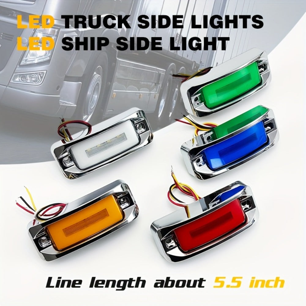 LED Car Side Marker Lights – Strobe Warning Flashing Signal Light for Truck Car Night Driving Safety, High/Low Brightness, 2pcs (Red/Yellow/Blue/Green/White)