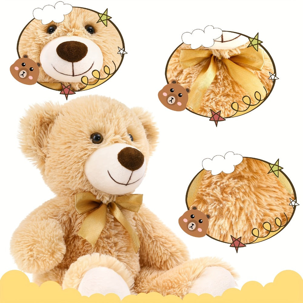 Teddy Bears Bulk Set 8 Pack 11 Inch Soft Stuffed Bear Plush Toys — Baby Shower Decorations Party Favors Classroom Prizes, Dark Brown & Khaki Bear Gift Set for Kids Birthday Holiday
