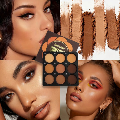 Matte Contour Palette 9 Colors Face Contouring Bronzer Kit Deep Brown Tones Buildable Blendable Multi-Use Professional Sculpting Makeup for All Skin Tones Women