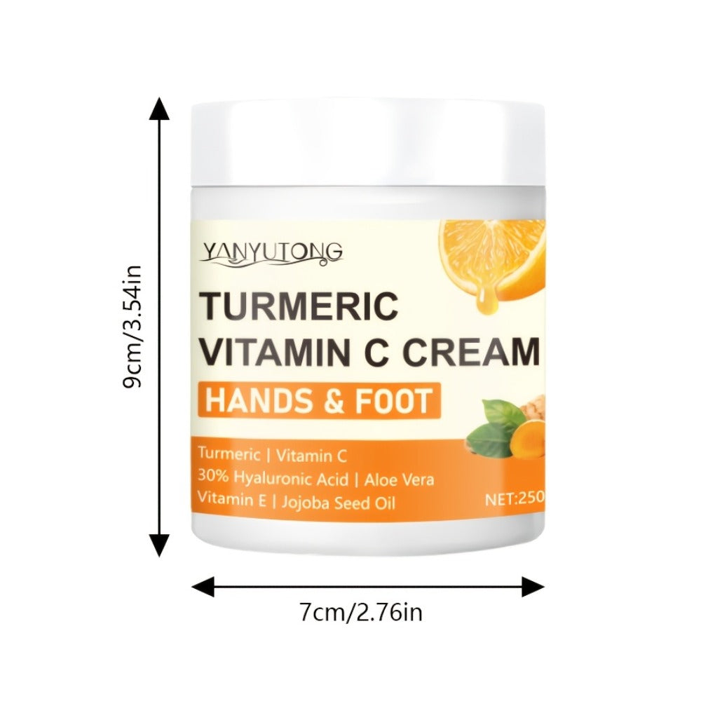 Turmeric Vitamin C Hyaluronic Acid Foot Cream for Dry Cracked Heels Deep Hydration Repair Moisturizer Elbows Rough Skin Gentle Exfoliating Heel Balm 250g