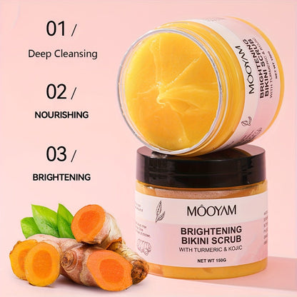 Glycolic Acid Bikini Area Scrub 150g – Kojic Acid & Turmeric Exfoliating Paste, Brightening Treatment for Dark Spots, Ingrown Hairs, Hyperpigmentation, Smooth Radiant Skin for Women
